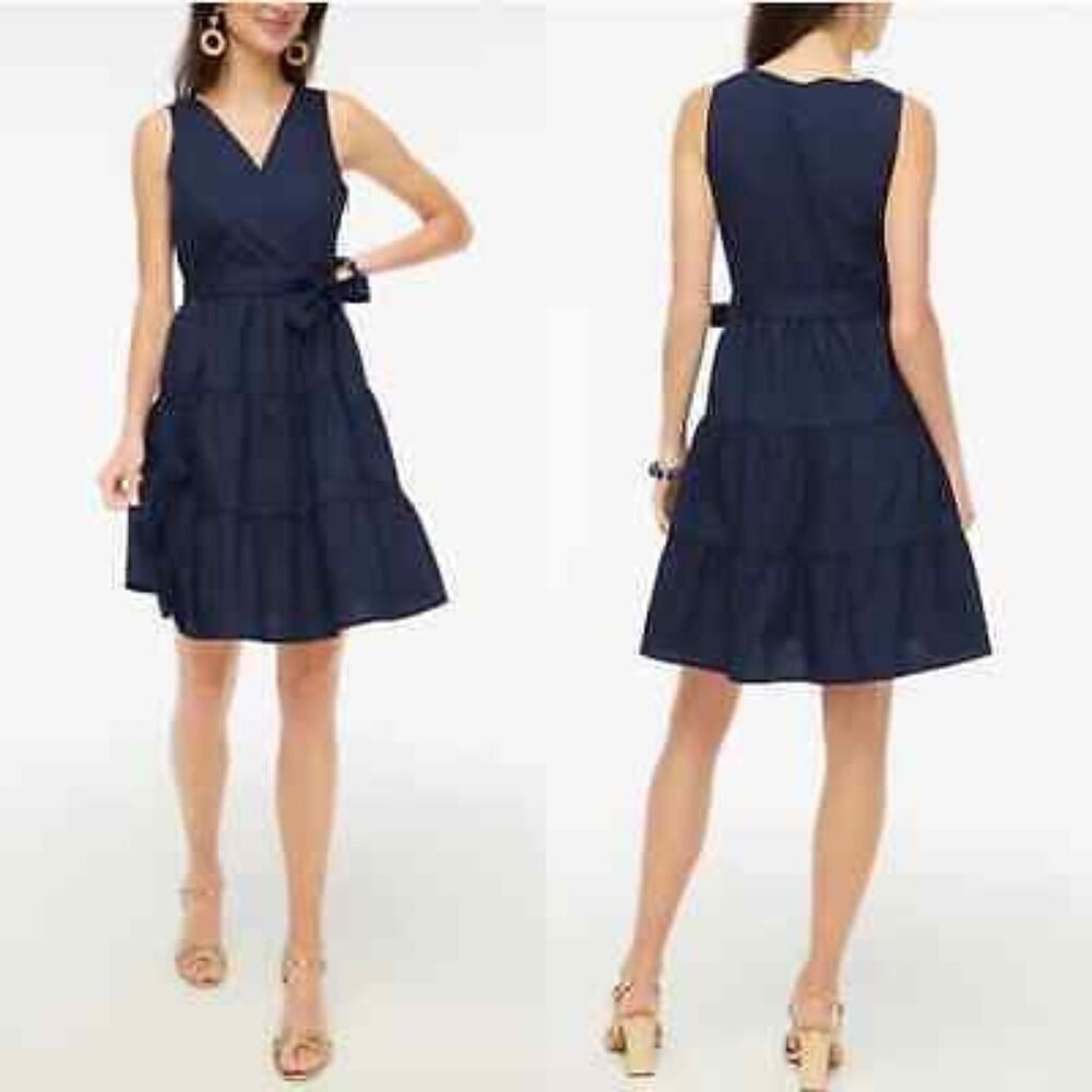 NWOT - J. Crew Factory Faux-wrap sleeveless mini dress Navy size 0